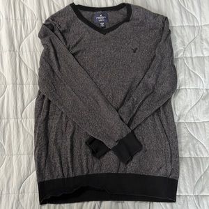 American Eagle V neck sweater dark grey heathered XLT
